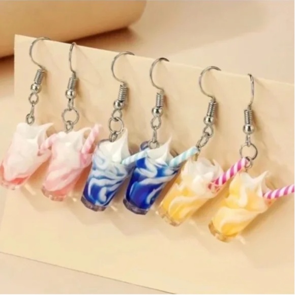✨ FREE Milkshakes Candy Sweets Boho Peasant Art Hipster Hippie Hip Drop Earrings - Picture 1 of 3
